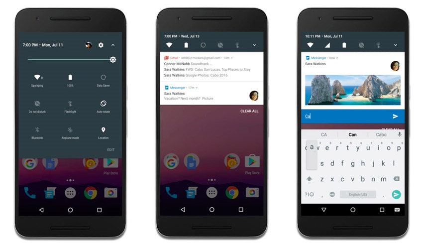 Android 7 Nougat, notifikace 