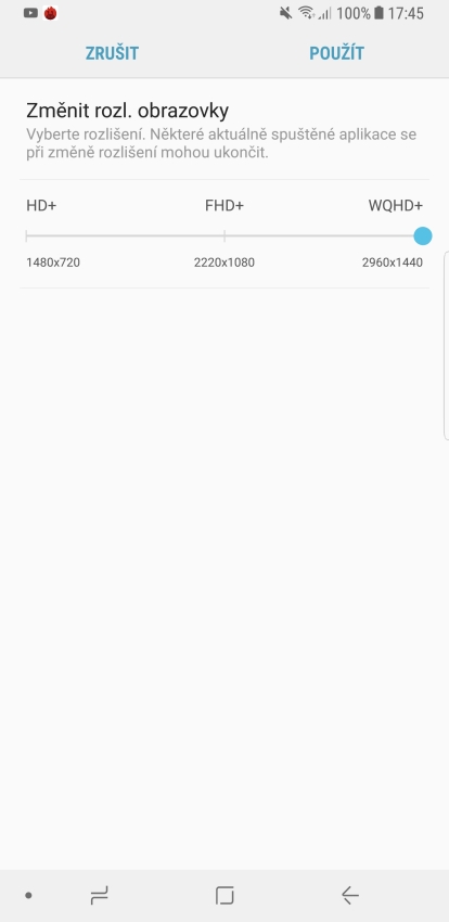 Samsung Galaxy Note8 – změna rozlišení