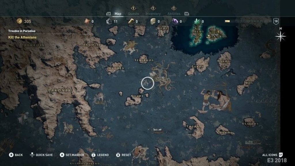 Assassin´s Creed: Odyssey; screenshot: mapa
