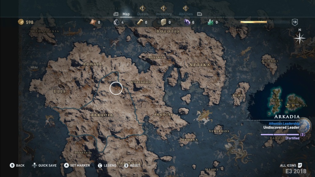 Assassin's Creed Odyssey; screenshot: mapa