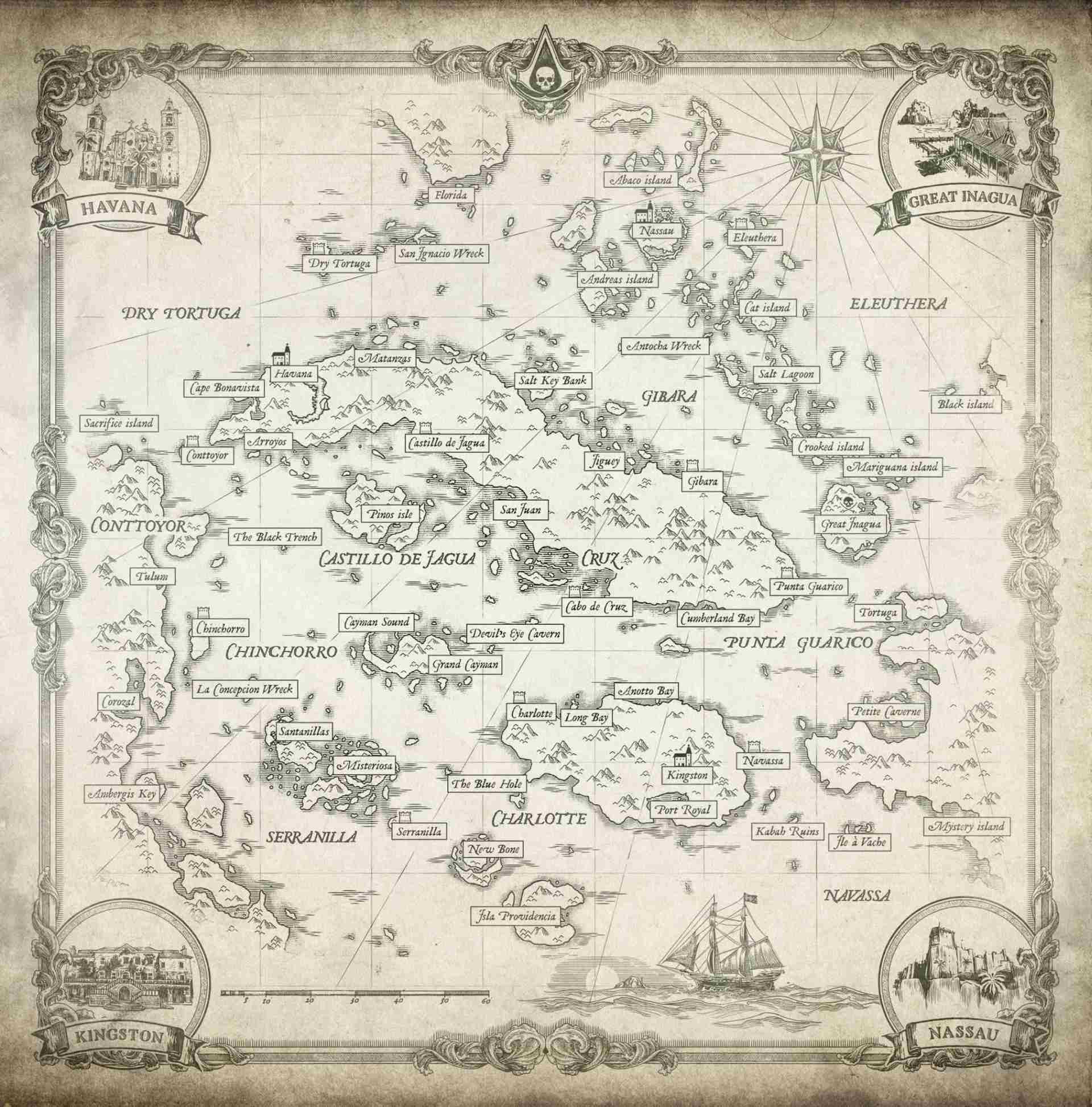 Assassin's Creed Black Flag Resynced; Screenshot: Karte