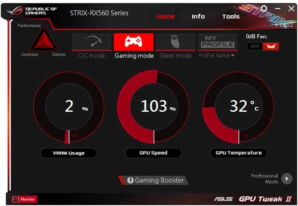 Asus Strix RX 560 O4G Gaming GPU Tweak II Simple mode