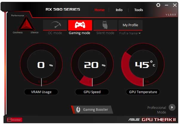 Asus Strix RX 580 O8G Gaming GPU Tweak II Simple mode