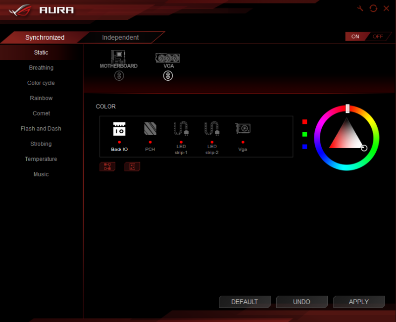 utility AURA; RGB LED motherboard