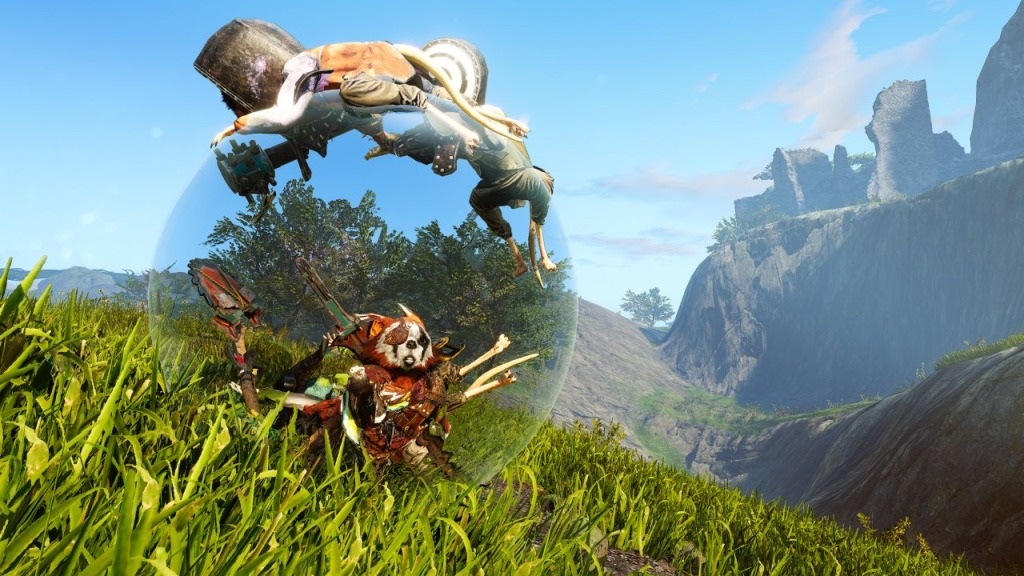 Biomutant; screenshot: koule zbraň