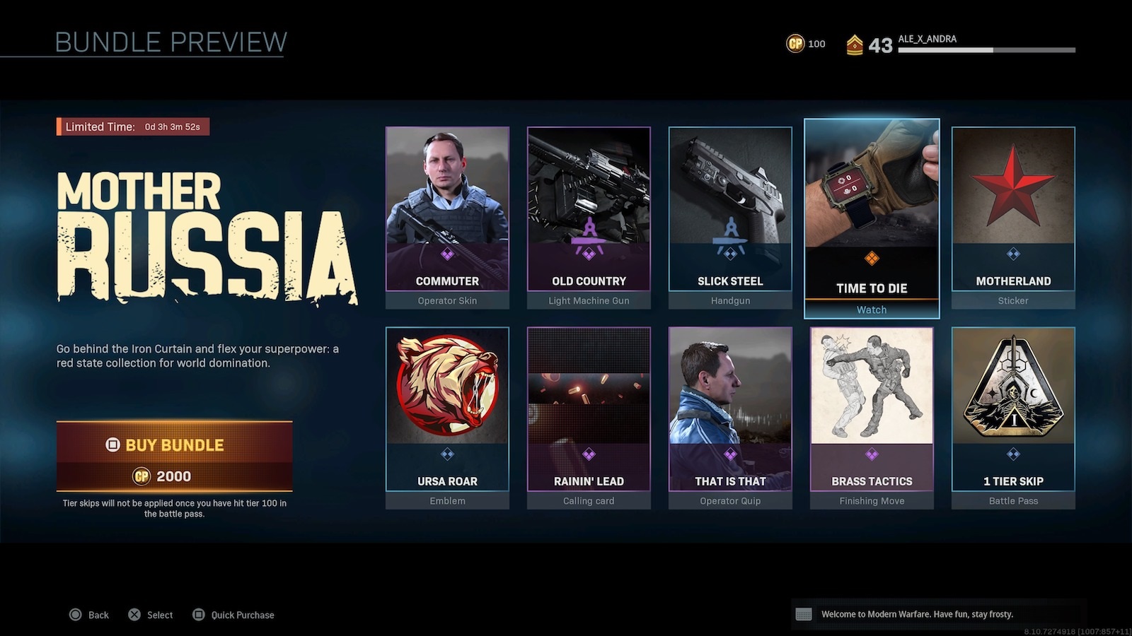 Call of Duty: Modern Warfare; screenshot: mother russia bundle