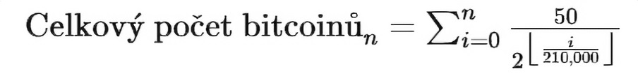 Celkový počet Bitcoinu: vzorec