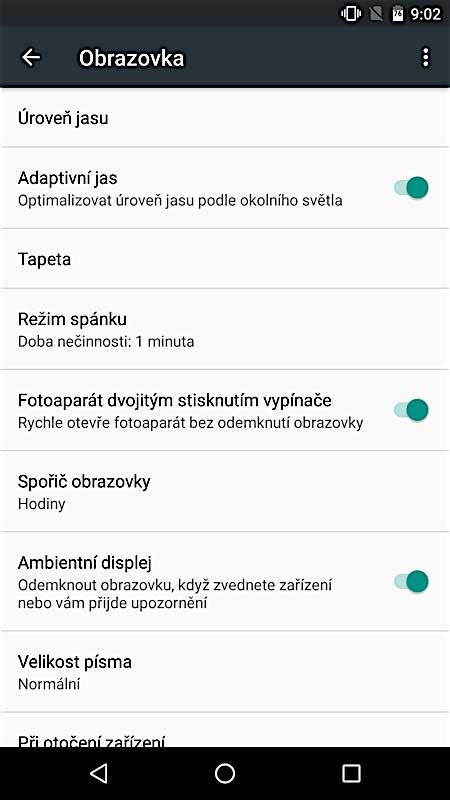 Pure Android - setup menu