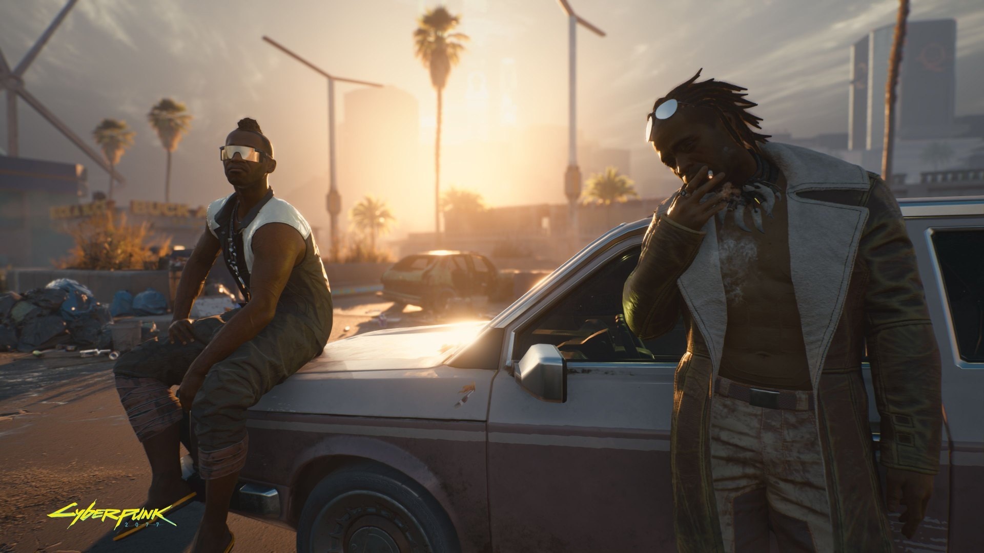 Cyberpunk 2077; sunset