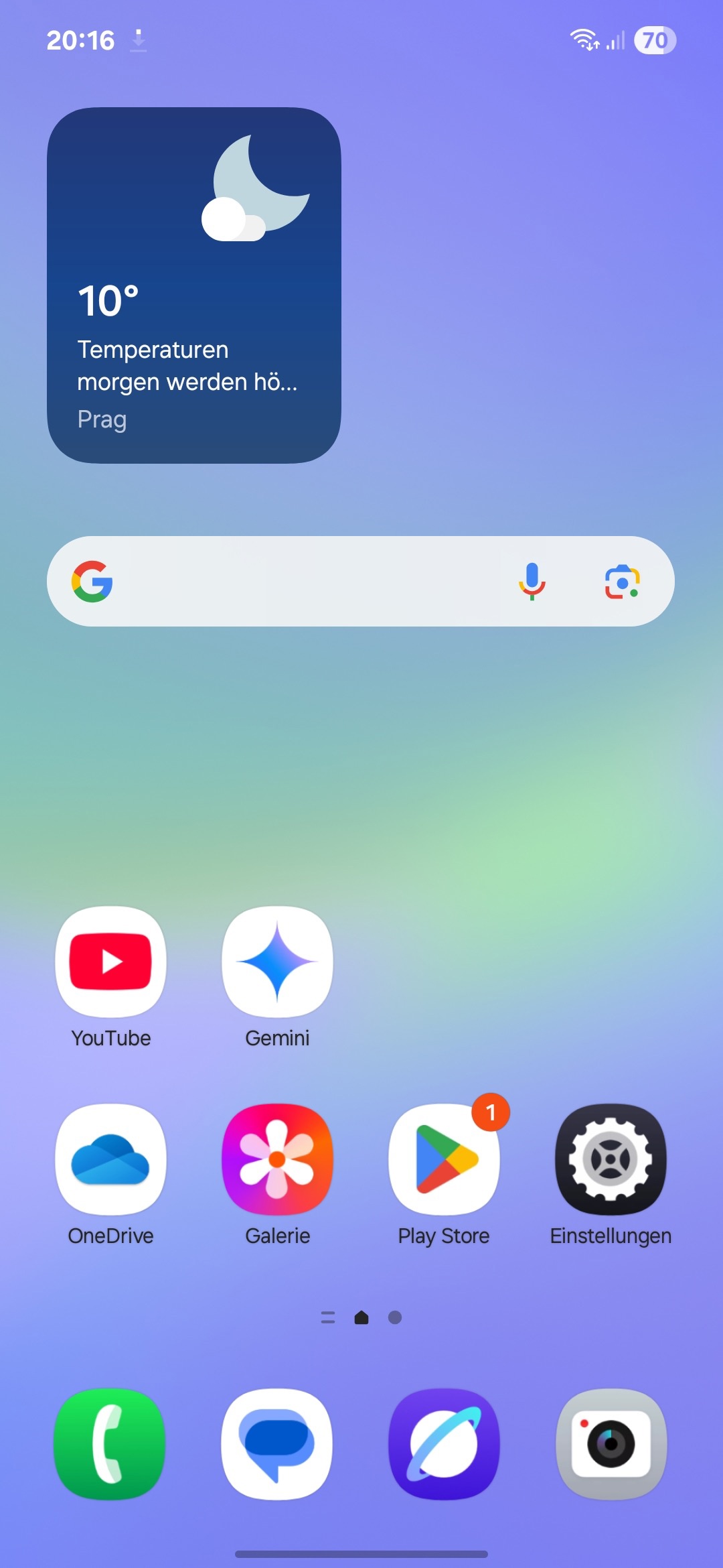 Samsung Galaxy A36 5G, Testbericht, Startbildschirm