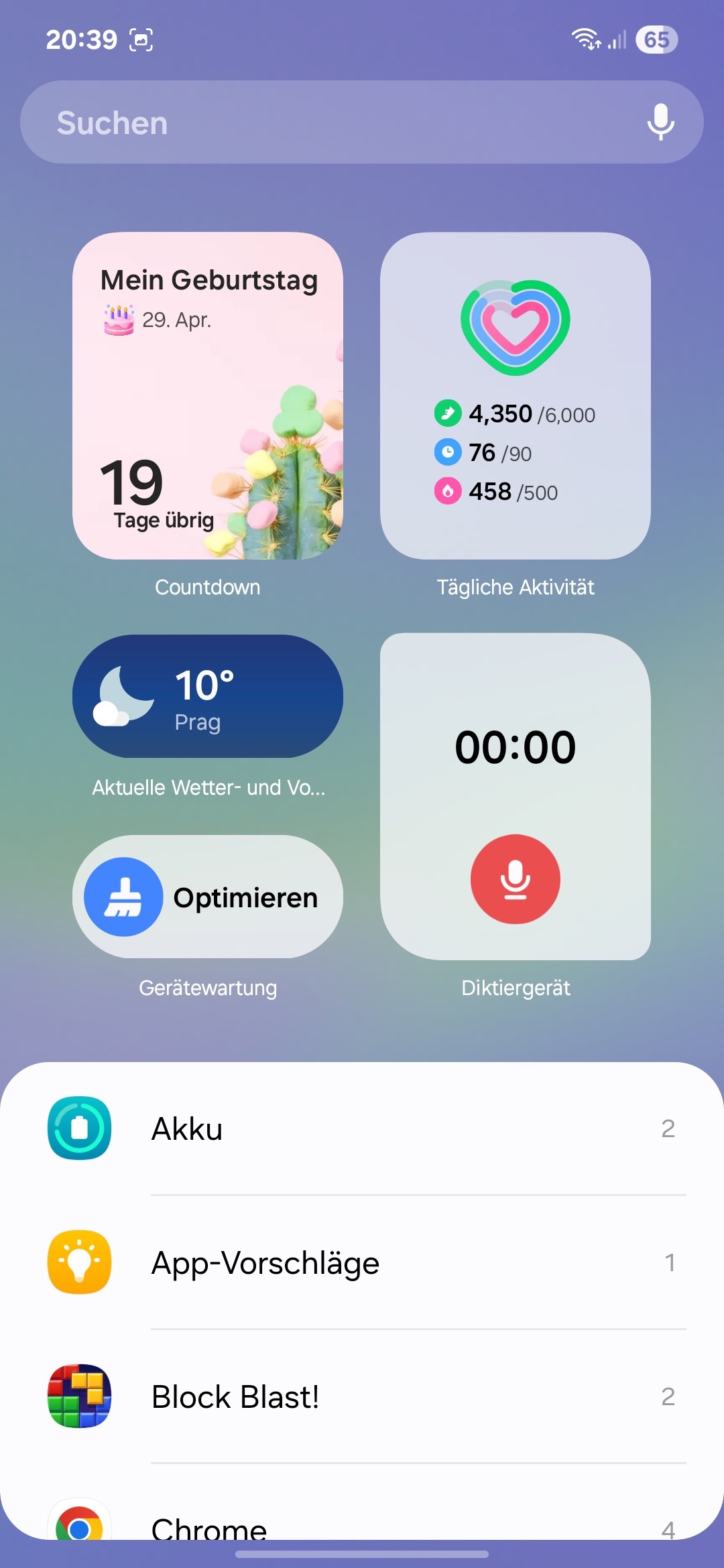 Samsung Galaxy A36 5G, Testbericht, Widgets