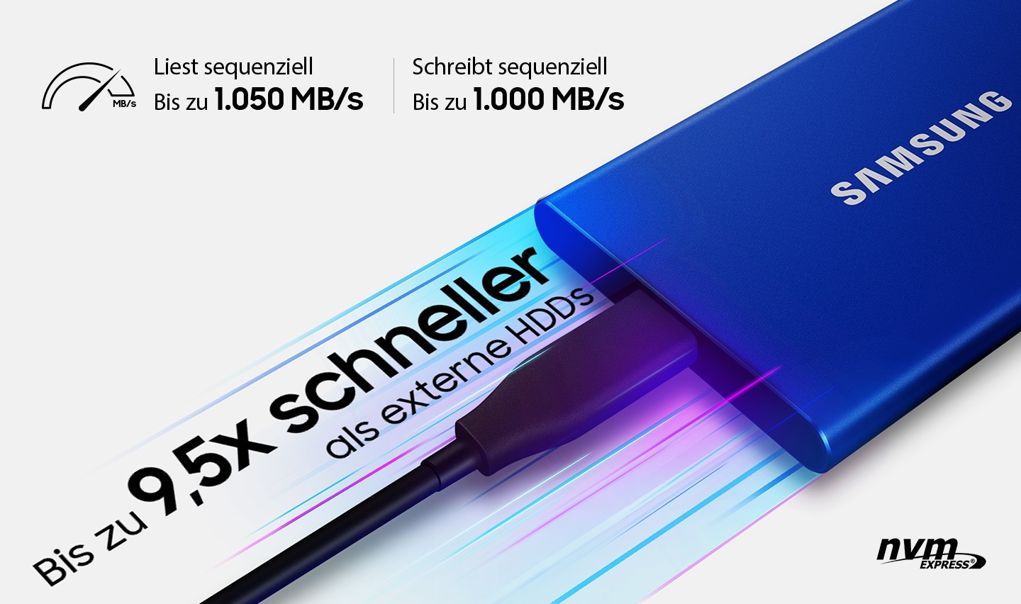 Externe Festplatte Samsung Portable SSD T7 2 TB Blau