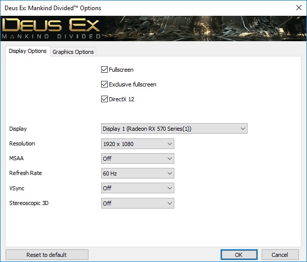 Deus Ex: Mankind Divided nastavení testu 1
