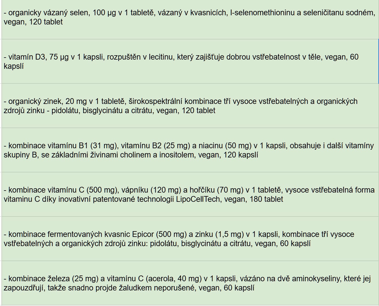 Doplňky stravy - Info