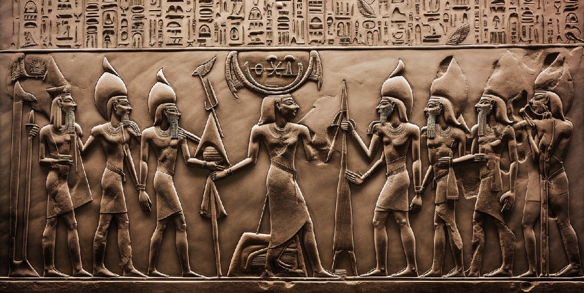 Egyptské hieroglyfy. Zdroj: Midjourney.com, Václav Závada