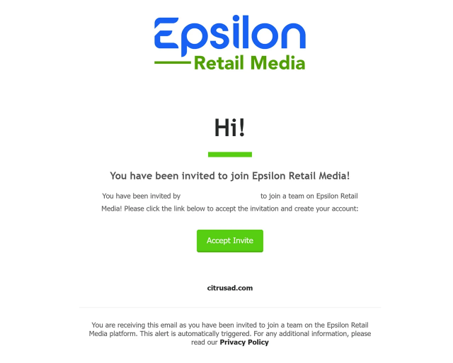 Registration confirmation email