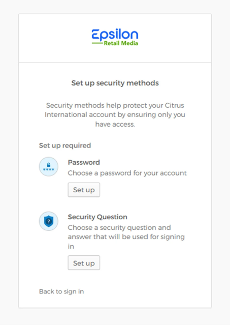 Password setup