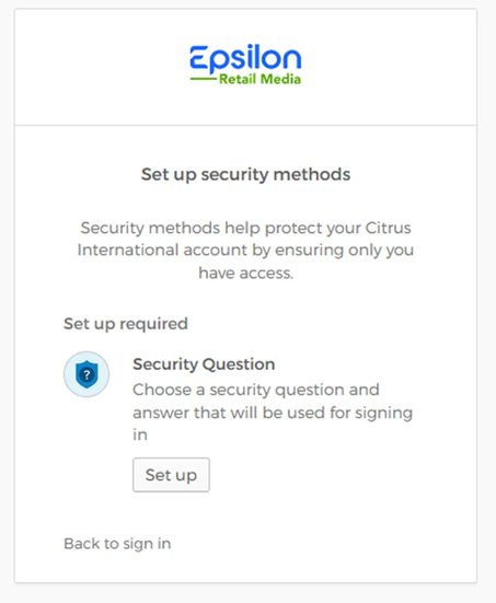 Security question setup