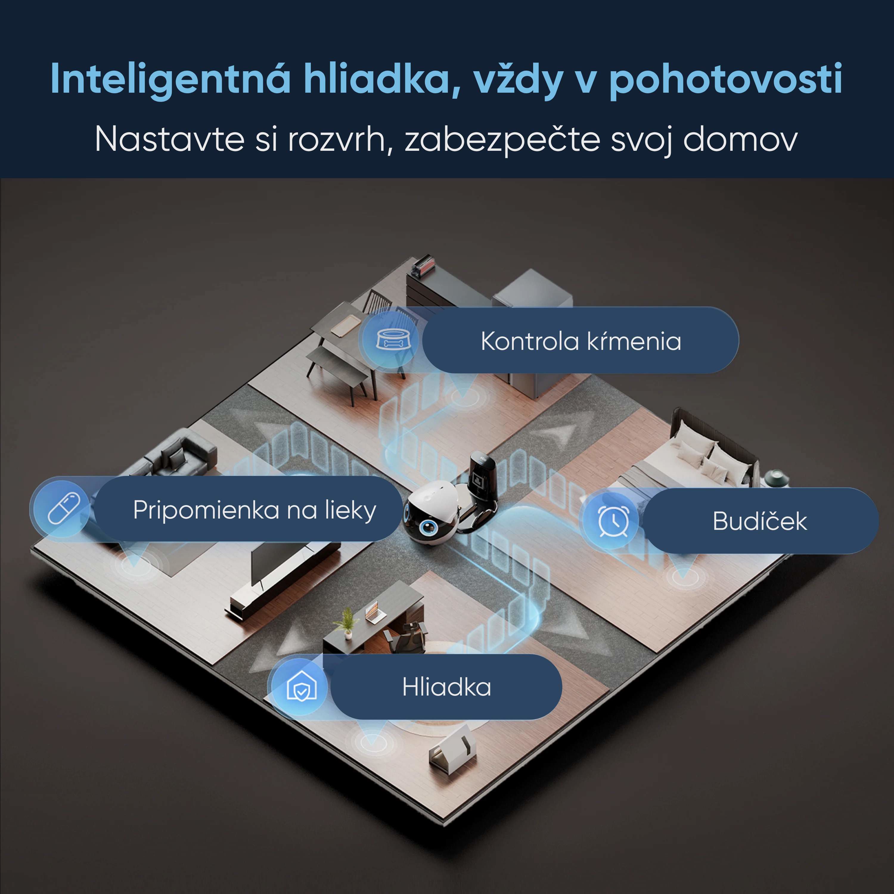 Robotická interiérová kamera Enabot EBO Air2 Plus - Robotický AI spoločník s 3K kamerou
