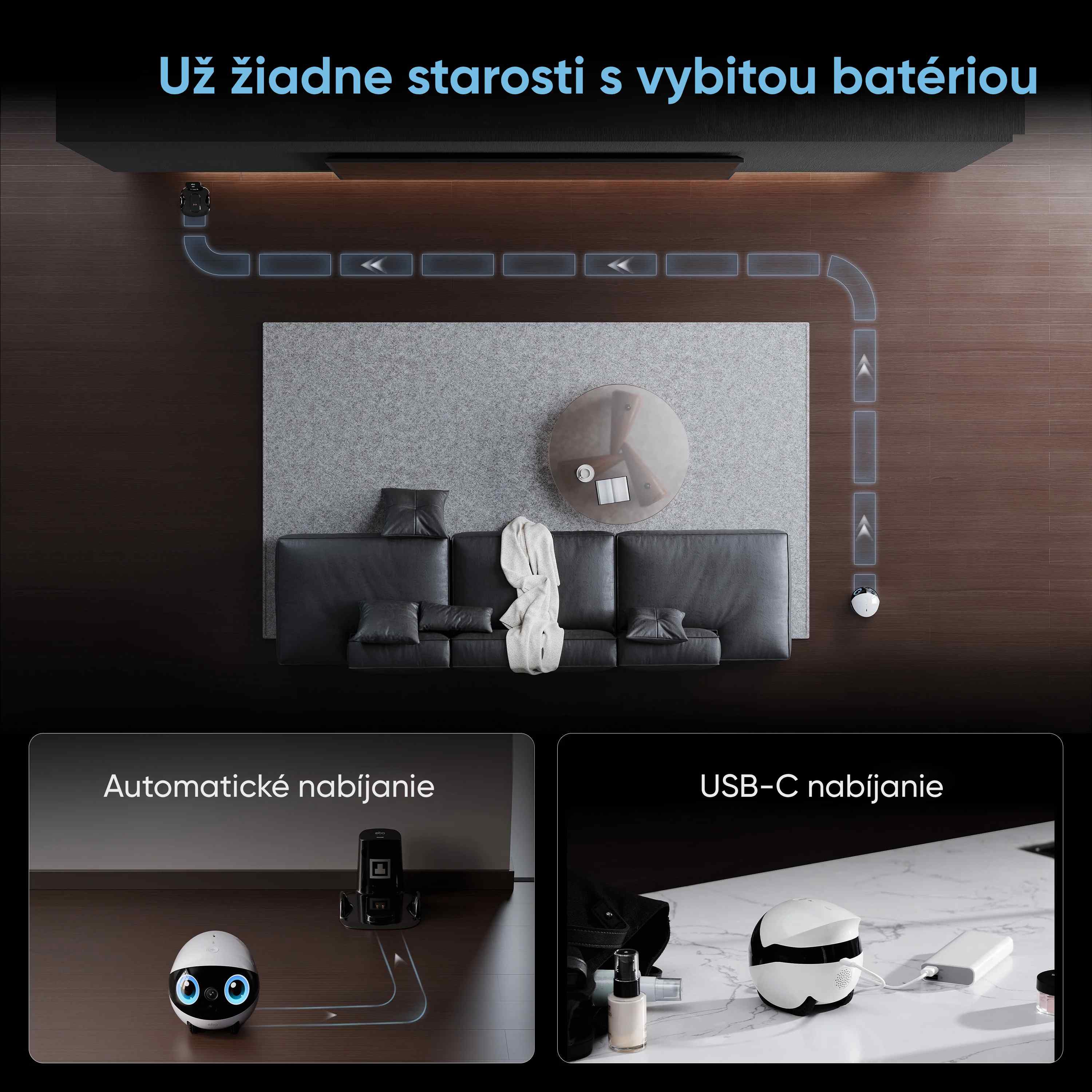 Robotická interiérová kamera Enabot EBO Air2 Plus - Robotický AI spoločník s 3K kamerou