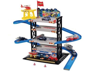 Spielzeug-Garage mit Hubschrauberlandeplatz