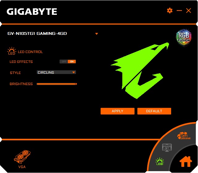 Gigaby GTX 1050 Ti G1 Gaming 4G RGB Fusion