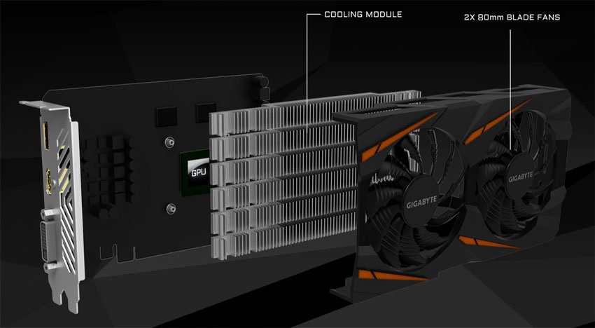 Gigabyte RX 560 Gaming OC 4G; systém chlazení