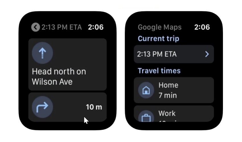 Google Maps na Apple Watch