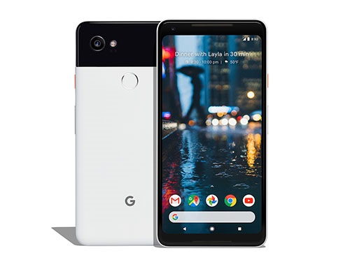 Google Pixel 2 XL, přední a zadní část