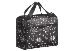 Černá kosmetická taška s květinami