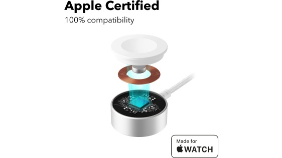 Bezdrôtová nabíjačka AlzaPower WAC200B Wireless Apple Watch Charger strieborná