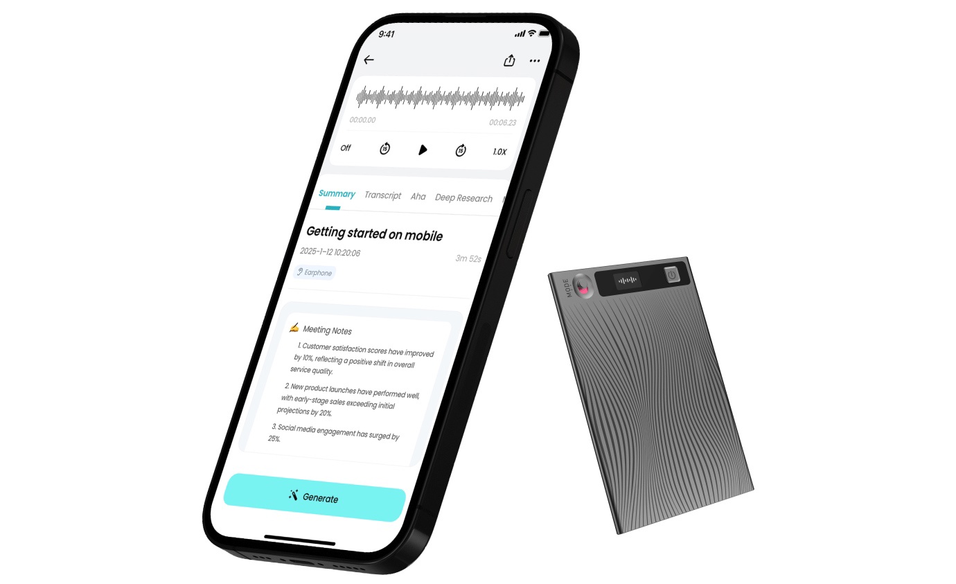 Mobvoi TicNote AI, aplikace