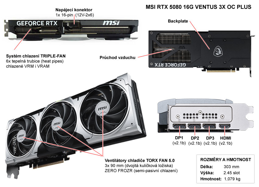 MSI RTX 5080 16G VENTUS 3X OC PLUS; popis