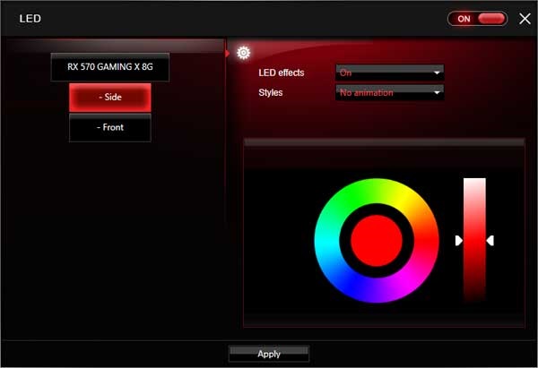 MSI RX 570 Gaming X 4G Gaimg APP RGB LED