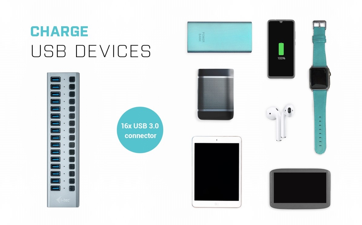Multifunction i-tec USB 3.0 Charging HUB 16port