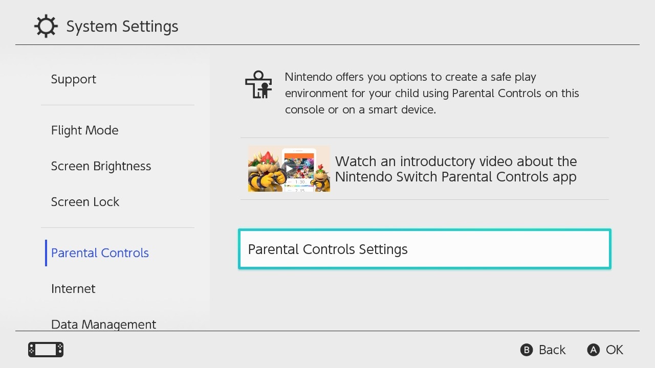 Rodičovská kontrola Nintendo Switch; screenshot: triple