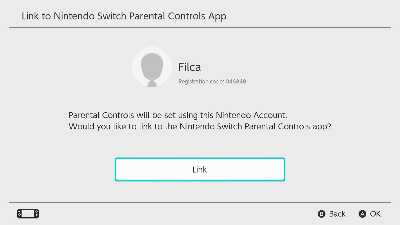 Rodičovská kontrola Nintendo Switch; screenshot: propojení aplikace