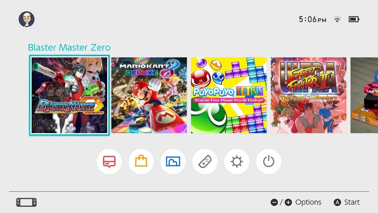 Nintendo Switch; screenshot: uživatelské rozhraní