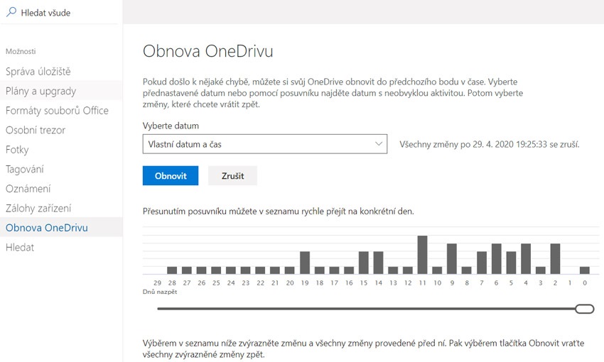 OneDrive;obnova dat