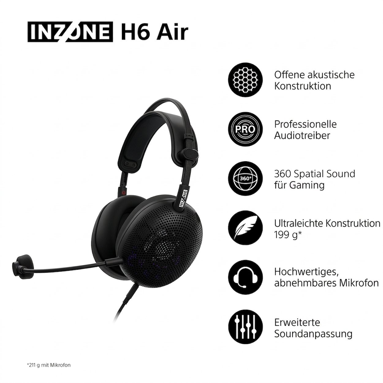 Sony INZONE H6 Air, Black
