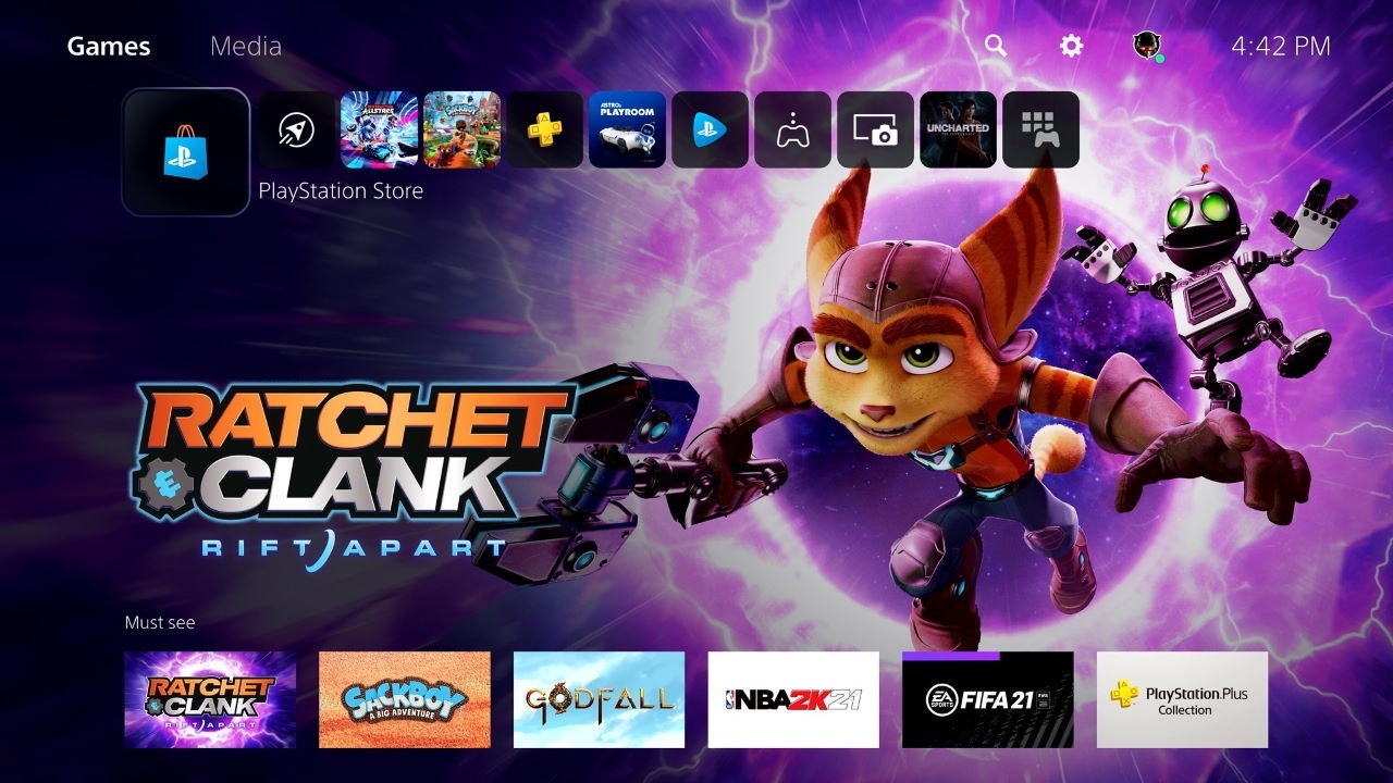 PlayStation 5; uživatelské rozhraní, Ratchet and Clank