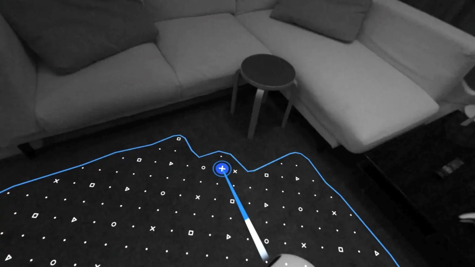 PlayStation VR2; screenshot: úprava herní oblasti