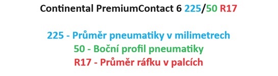 Rozměry pneumatik Continental PremiumContact 6 225/50 r17
