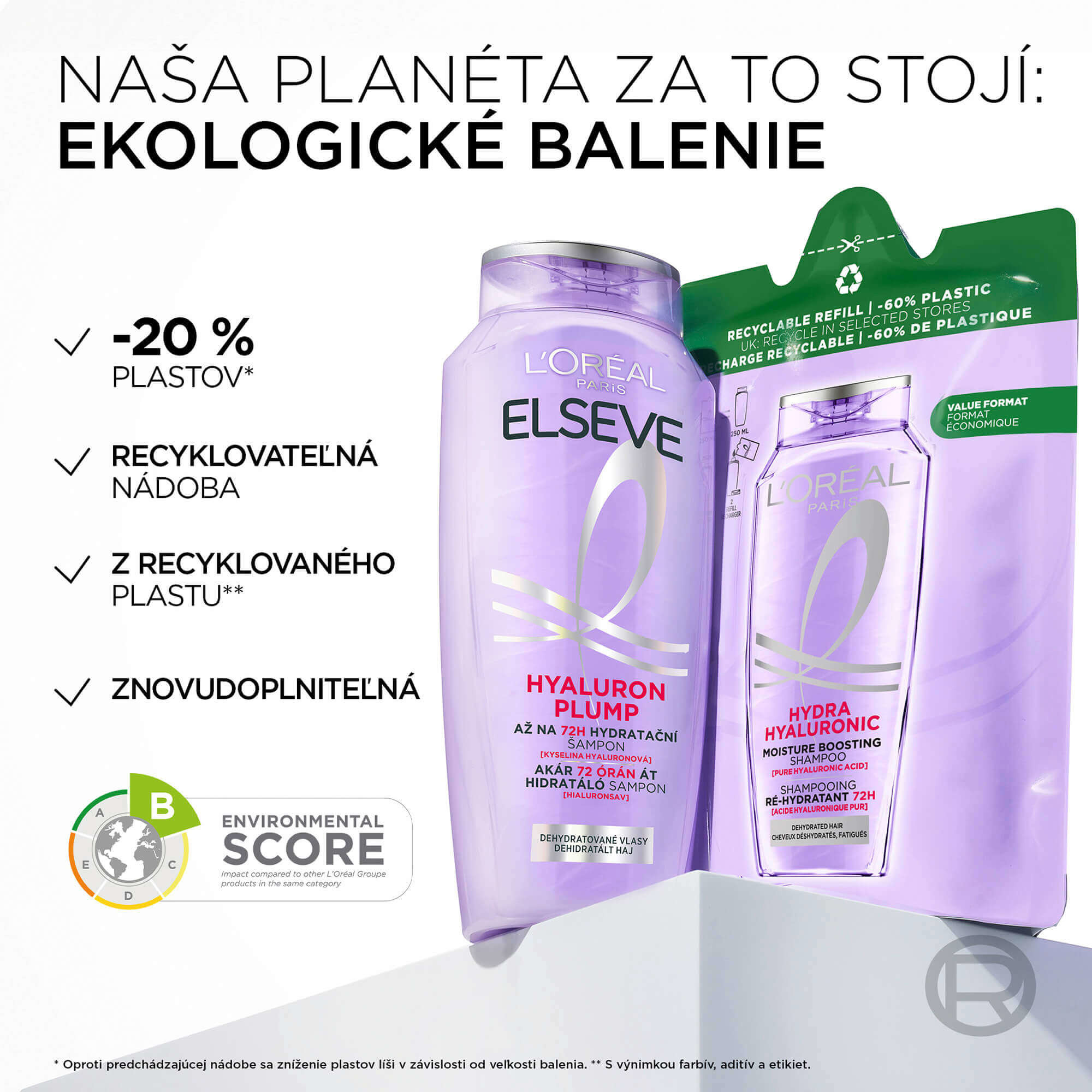 Súprava vlasovej kozmetiky L' ORÉAL PARIS Elseve Hyaluron Plump Set 500 ml