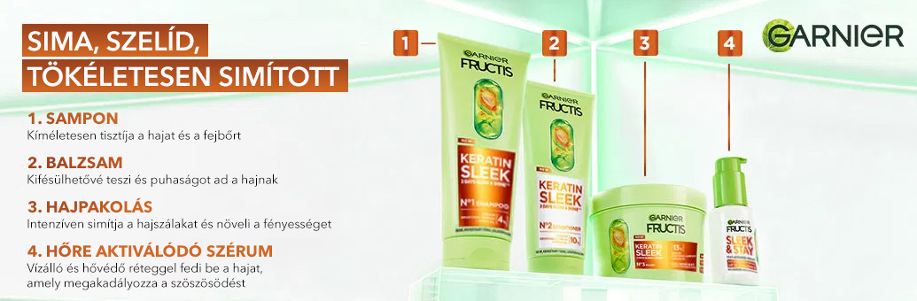 GARNIER Fructis Keratin Sleek Hajmaszk Száraz és göndör hajra 370 ml