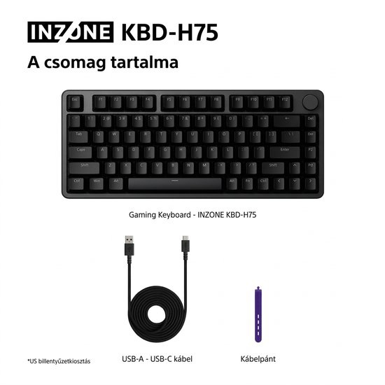 Sony INZONE KBD-H75 gaming billentyűzet felülnézetből