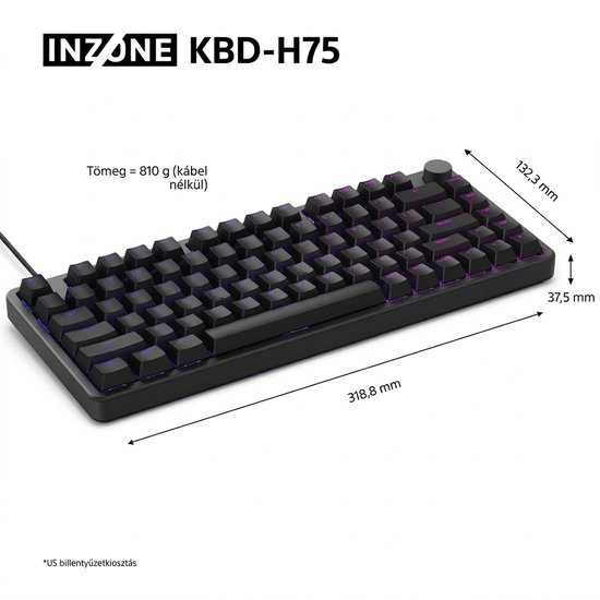 Sony INZONE KBD-H75 gaming billentyűzet részlete