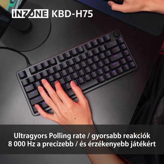 Sony INZONE KBD-H75 8000 Hz-es lekérdezési gyakorisággal
