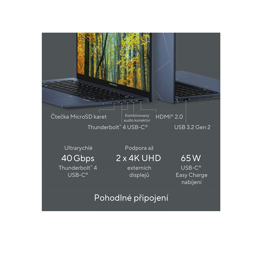 Laptop ASUS Zenbook 14 OLED UX3402VA-OLED436W Ponder Blue celokovový