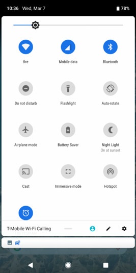 Android Pie, notifikační lišta 